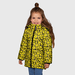 Куртка зимняя для девочки Деление смайликов, цвет: 3D-черный — фото 2