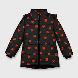 Зимняя куртка для девочки Love Death and Robots red pattern