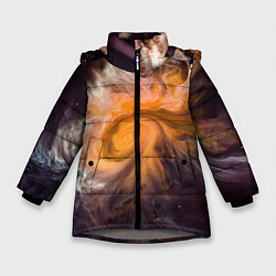 Куртка зимняя для девочки Неоновые краски - Оранжевый, цвет: 3D-светло-серый