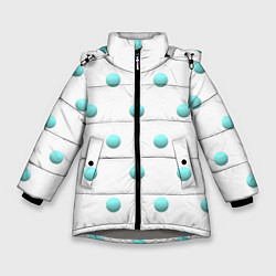 Куртка зимняя для девочки Редкий бирюзовый горох 3д, цвет: 3D-светло-серый