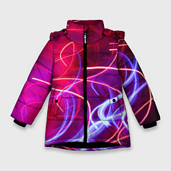 Зимняя куртка для девочки Неоновые линии и фонари - Красный