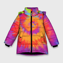 Куртка зимняя для девочки Тай дай в радуге, цвет: 3D-черный