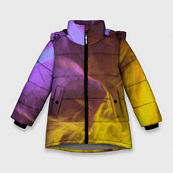 Зимняя куртка для девочки Неоновые фонари на шёлковой поверхности - Фиолетов