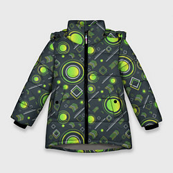 Куртка зимняя для девочки Движение Геометрических Фигур, цвет: 3D-светло-серый