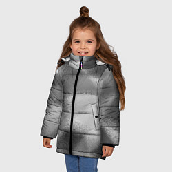 Куртка зимняя для девочки В серых тонах абстрактный узор gray abstract patte, цвет: 3D-красный — фото 2