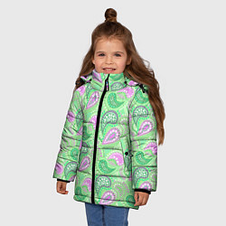 Куртка зимняя для девочки Turkish cucumber green background, цвет: 3D-красный — фото 2