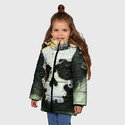 Куртка зимняя для девочки Череп на поверхности в красках - Жёлтый, цвет: 3D-черный — фото 2