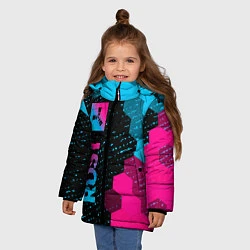 Куртка зимняя для девочки Rust Neon Gradient, цвет: 3D-черный — фото 2
