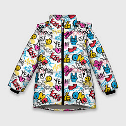 Зимняя куртка для девочки Граффити рожицы