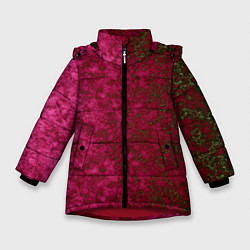 Куртка зимняя для девочки Мраморная красная текстура камня red marble, цвет: 3D-красный