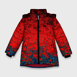Зимняя куртка для девочки Абстрактный узор мраморный красно-синий