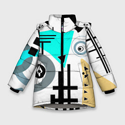 Куртка зимняя для девочки Абстрактный современный дизайн, цвет: 3D-светло-серый
