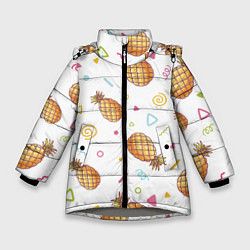 Зимняя куртка для девочки Геометрические Фигуры и Ананасы