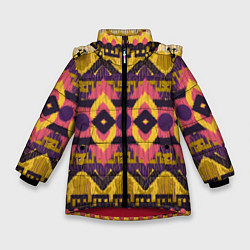 Куртка зимняя для девочки Африканский узор орнамент из шерсти Africa Wool Pa, цвет: 3D-красный