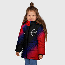 Куртка зимняя для девочки Nissan Красный Карбон, цвет: 3D-черный — фото 2