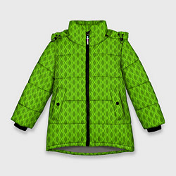 Куртка зимняя для девочки Зеленые ячейки текстура, цвет: 3D-светло-серый