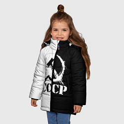 Куртка зимняя для девочки СОВЕТСКИЙ СОЮЗ - СЕРП И МОЛОТ - Черно-белое, цвет: 3D-черный — фото 2