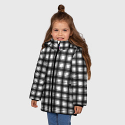 Куртка зимняя для девочки Black and white trendy checkered pattern, цвет: 3D-светло-серый — фото 2