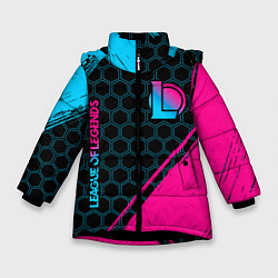 Куртка зимняя для девочки League of Legends Neon Gradient, цвет: 3D-черный