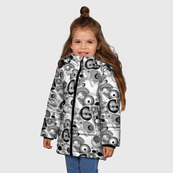 Куртка зимняя для девочки Black and white sport pattern, цвет: 3D-красный — фото 2