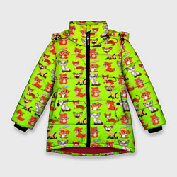 Куртка зимняя для девочки Усатые и хвостатые, цвет: 3D-красный