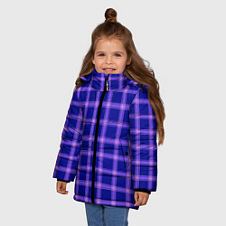 Куртка зимняя для девочки Фиолетовый клетчатый узор, цвет: 3D-красный — фото 2