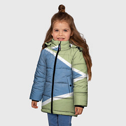 Куртка зимняя для девочки Абстрактная геометрическая компиляция - Зелёный, цвет: 3D-светло-серый — фото 2