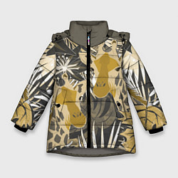 Зимняя куртка для девочки Жирафы в тропиках