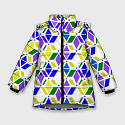 Зимняя куртка для девочки Разноцветный неоновый геометрический узор