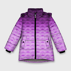 Куртка зимняя для девочки Фиолетово-розовый геометрический узор Градиент, цвет: 3D-светло-серый