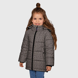 Куртка зимняя для девочки Серые волны узоры, цвет: 3D-красный — фото 2