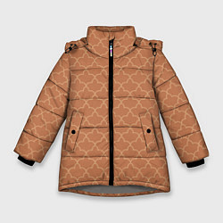 Зимняя куртка для девочки Узоры кофейного цвета