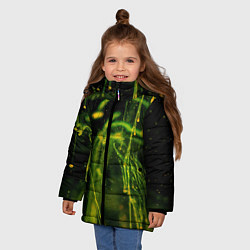 Куртка зимняя для девочки Абстрактные мазки красок - Жёлтый, цвет: 3D-светло-серый — фото 2