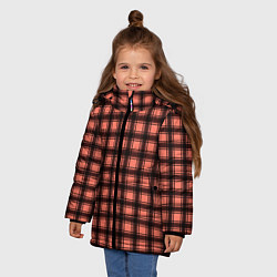 Куртка зимняя для девочки Оранжево-черный клетчатый узор, цвет: 3D-черный — фото 2