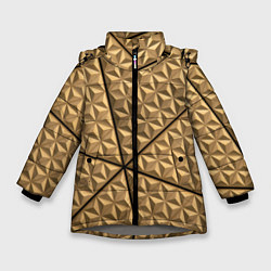 Куртка зимняя для девочки Абстрактное металлическое покрытие - Золотой, цвет: 3D-светло-серый