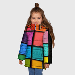 Куртка зимняя для девочки Абстрактный набор красок-паттернов, цвет: 3D-красный — фото 2
