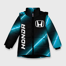Куртка зимняя для девочки Honda неоновые лампы, цвет: 3D-черный