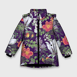 Зимняя куртка для девочки Оранжевые Цветы Сада