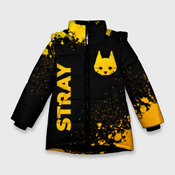 Куртка зимняя для девочки Stray - gold gradient: символ и надпись вертикальн, цвет: 3D-черный