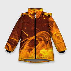 Куртка зимняя для девочки Абстрактные языки пламени из красок, цвет: 3D-светло-серый