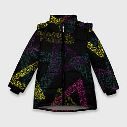 Куртка зимняя для девочки Кружки в треугольниках, цвет: 3D-светло-серый