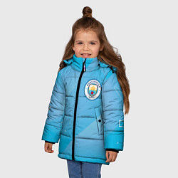 Куртка зимняя для девочки Manchester city Голубая абстракция, цвет: 3D-светло-серый — фото 2