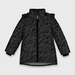 Куртка зимняя для девочки Имитация кожи - паттерн, цвет: 3D-светло-серый