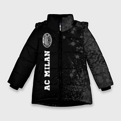 Куртка зимняя для девочки AC Milan sport на темном фоне: по-вертикали, цвет: 3D-черный