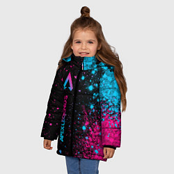 Куртка зимняя для девочки Apex Legends - neon gradient: по-вертикали, цвет: 3D-черный — фото 2