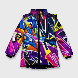 Куртка зимняя для девочки Крутое экспрессивное граффити, цвет: 3D-черный