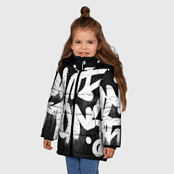 Куртка зимняя для девочки Уличное искусство - Граффити, цвет: 3D-светло-серый — фото 2