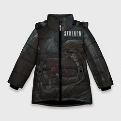 Куртка зимняя для девочки STALKER С Розой, цвет: 3D-черный