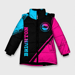 Зимняя куртка для девочки Brighton - neon gradient: символ и надпись вертика