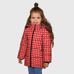 Куртка зимняя для девочки Красные сердечки паттерн, цвет: 3D-красный — фото 2